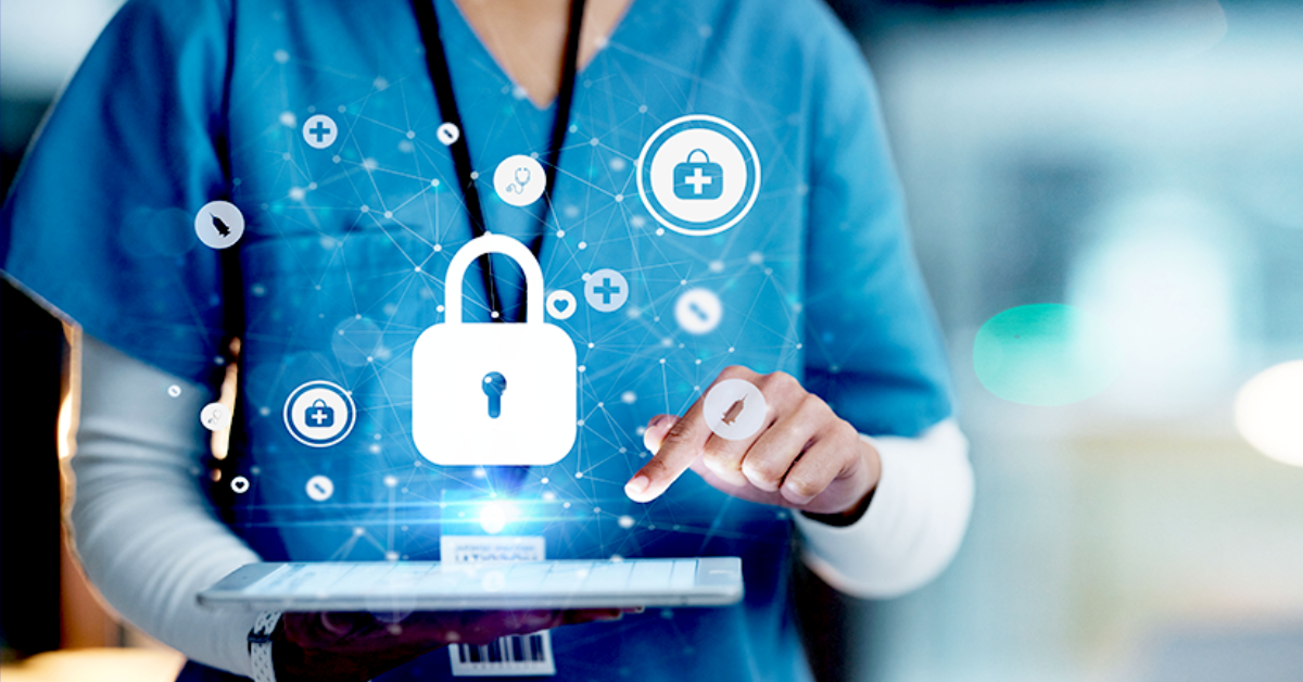 Healthcare finance leader reviewing security certifications and compliance controls in procurement software